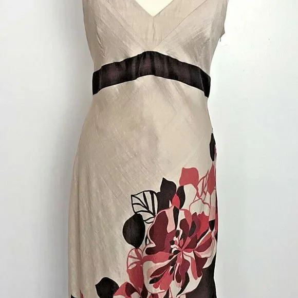 Kaliko | Skirts | Kaliko Beige Multi Floral Midi Silk Mix Wedding Guest  Races Cruise Dress Size 6